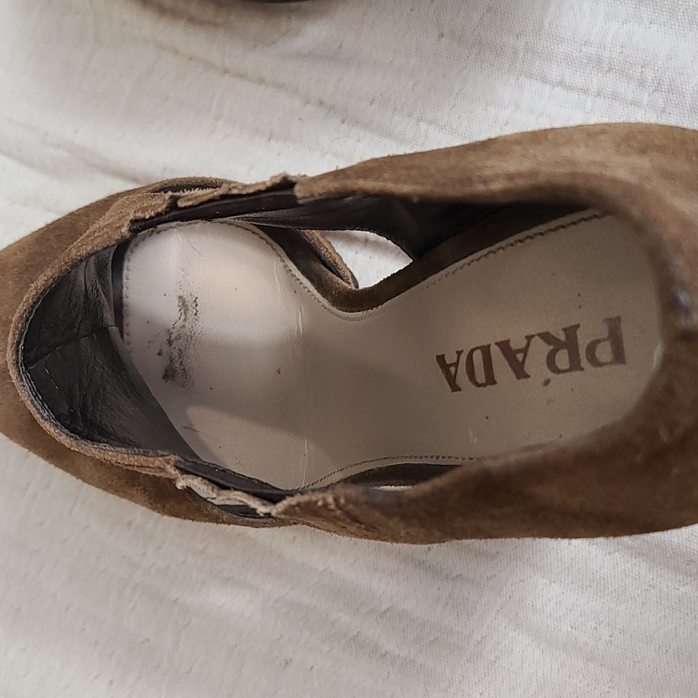 Prada Sigaro Suede Peep Toe Platform Heels - Picture 16 of 16